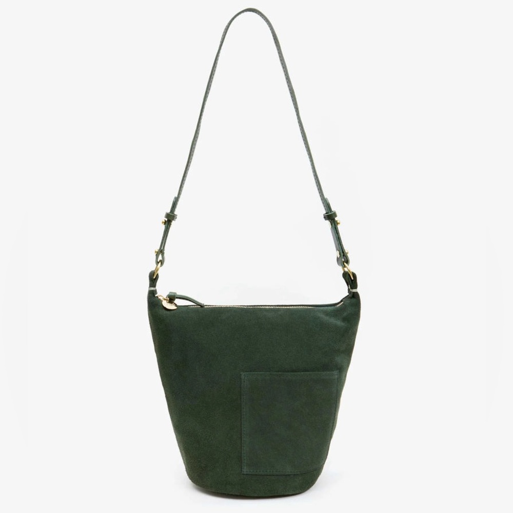 MAKE AN OFFER Clare V Dark Green Suede Bucket Shoulder Bag